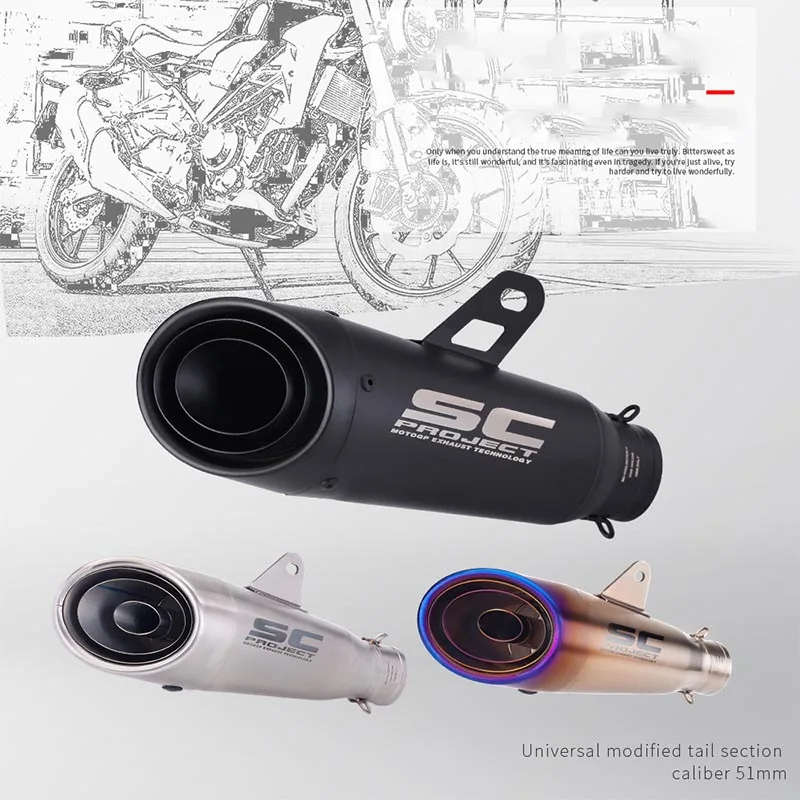 51 مللي متر العالمي للدراجات النارية العادم SC الخمار الأنابيب DB القاتل GP-مشروع لياماها R6 R15 R1 R3 MT07 Tmax155 XMAX GSX250 Pcx125 #4