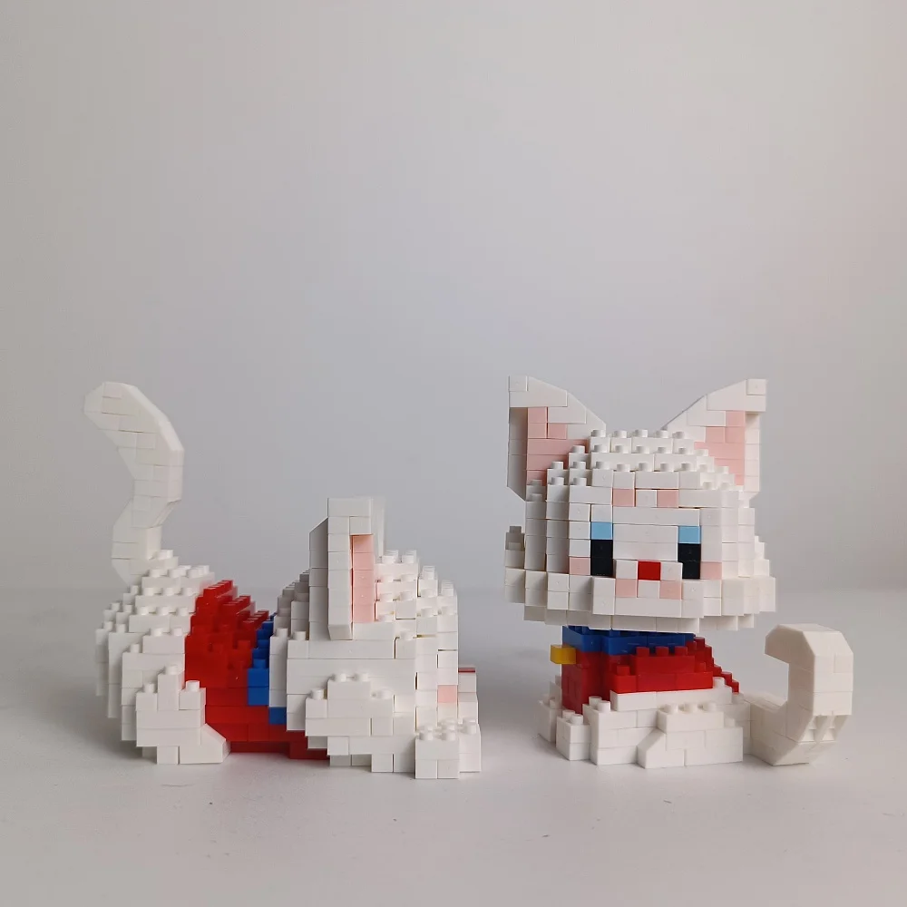 Knew Built Cute Cat Micro Mini Building Blocks Toys Set: Build One of Two Adorable Styles Multiple Colors for Endless Fun Gift