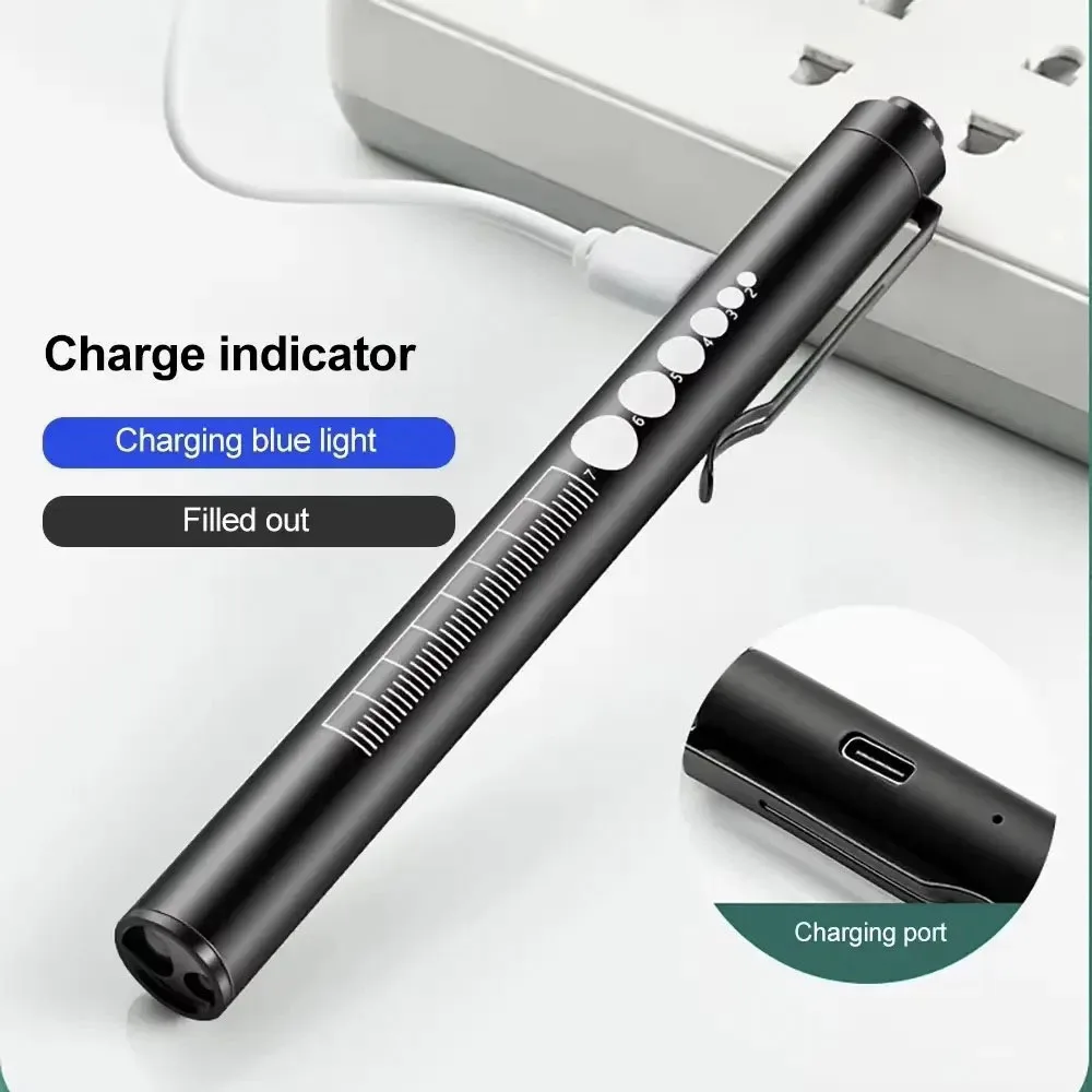 Mini Portable Penlight LED Flashlight Oral Pupil Mini Nursing Flashlight LED Lamp With Stainless Steel Clip Pocket Flashlight