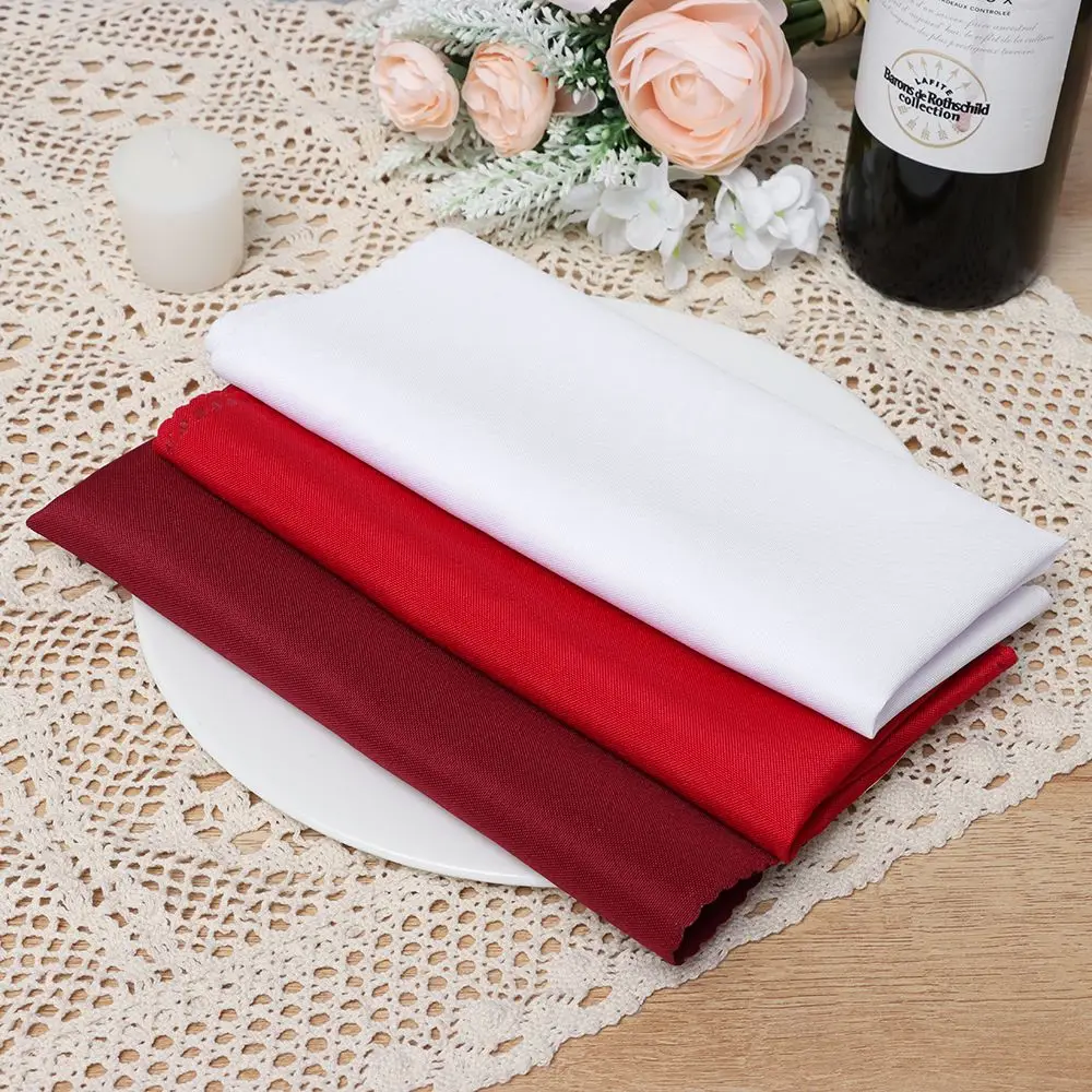 Wedding Decoration Washable Table Linen Wedding Table Cloth Cloth Napkins Solid Red Dinner Napkins