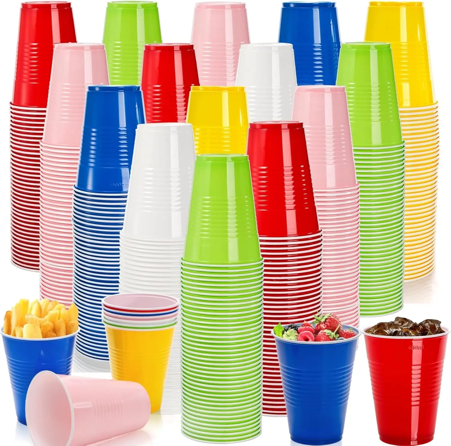 

240 Pack Plastic Party Cups, 16OZ Disposable Beverage Drinking Cups, Colorful Water Tumbler Cups for Birthday Party Bach