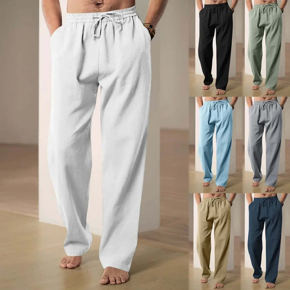 Men\'s Cotton and Linen Pants Hawaii Vacation Pants Beach Pants Breathable Trousers Streetwear  Men Casual Versatile Clothing