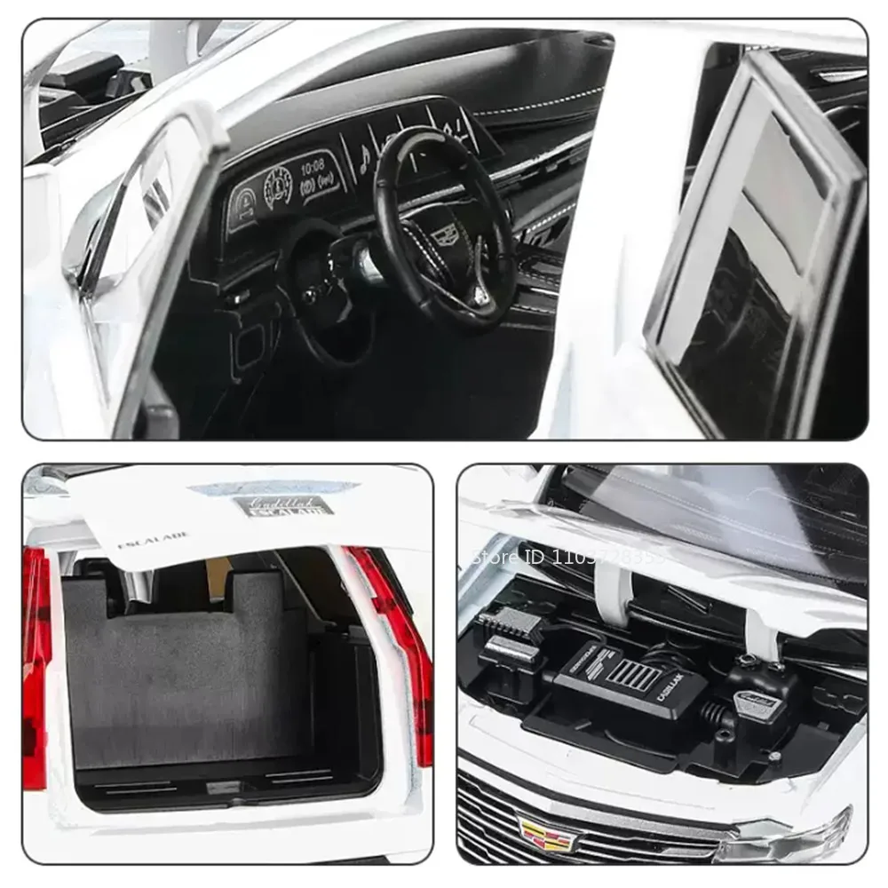 Modelo en miniatura de Escalade Prado 1:24, coches de juguete de aleación, puertas con luz de sonido fundido a presión, modelos de simulación abiertos, regalos para niños