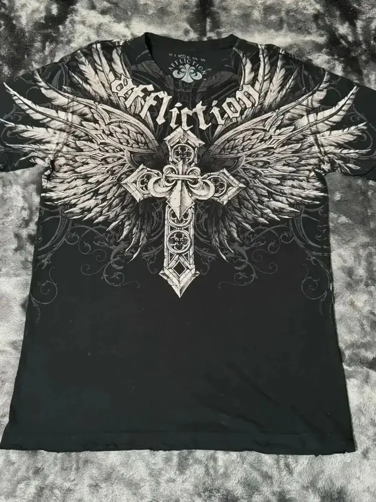 Sommer männer Atmungsaktive Rundhals T-shirt Y2K Retro Kleidung Punk Hip Hop Muster Gedruckt Outdoor Fashion Top