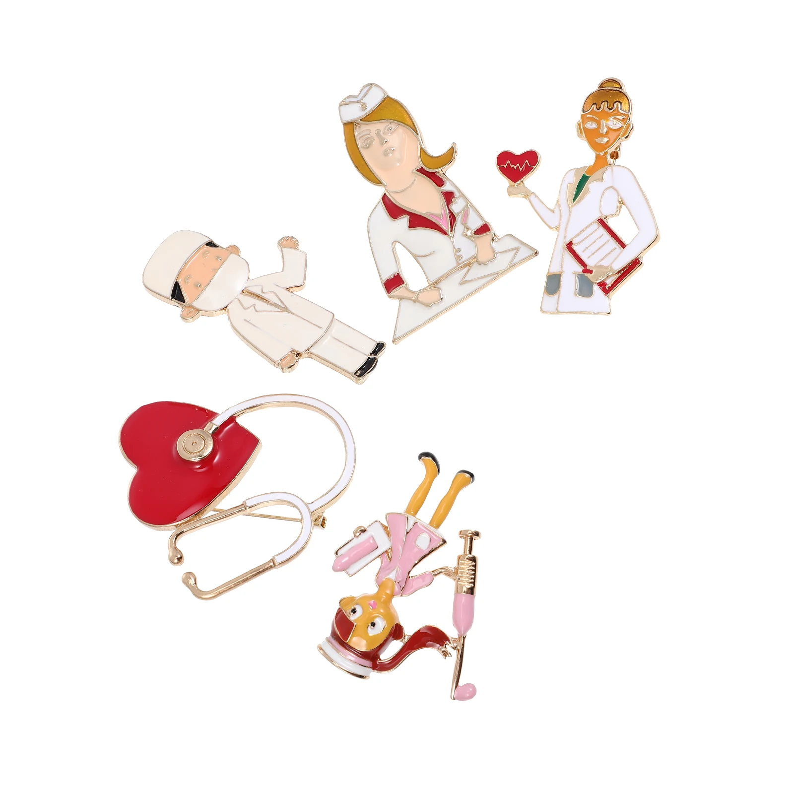 

5Pcs Stethoscope Alloy Pins for Doctors Nurses Medical Stethoscope Brooch Students Gifts Jewelry Badge Decorations