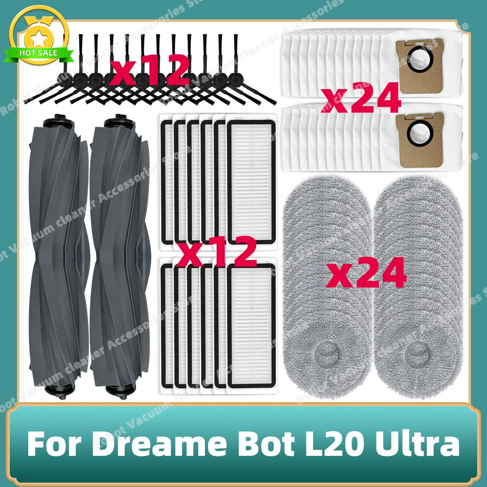 Fit For Dreame Bot L20 Ultra / L30 Ultra / X20 Pro Supplies Accessories Main Side Brush Mop Cloths Hepa Filter Dust Bags Parts