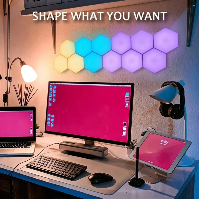 

SYW-шестигранный сенсорный датчик RGBW Live-RGB светодиодный квантовый настенный светильник модульный красочный ночник