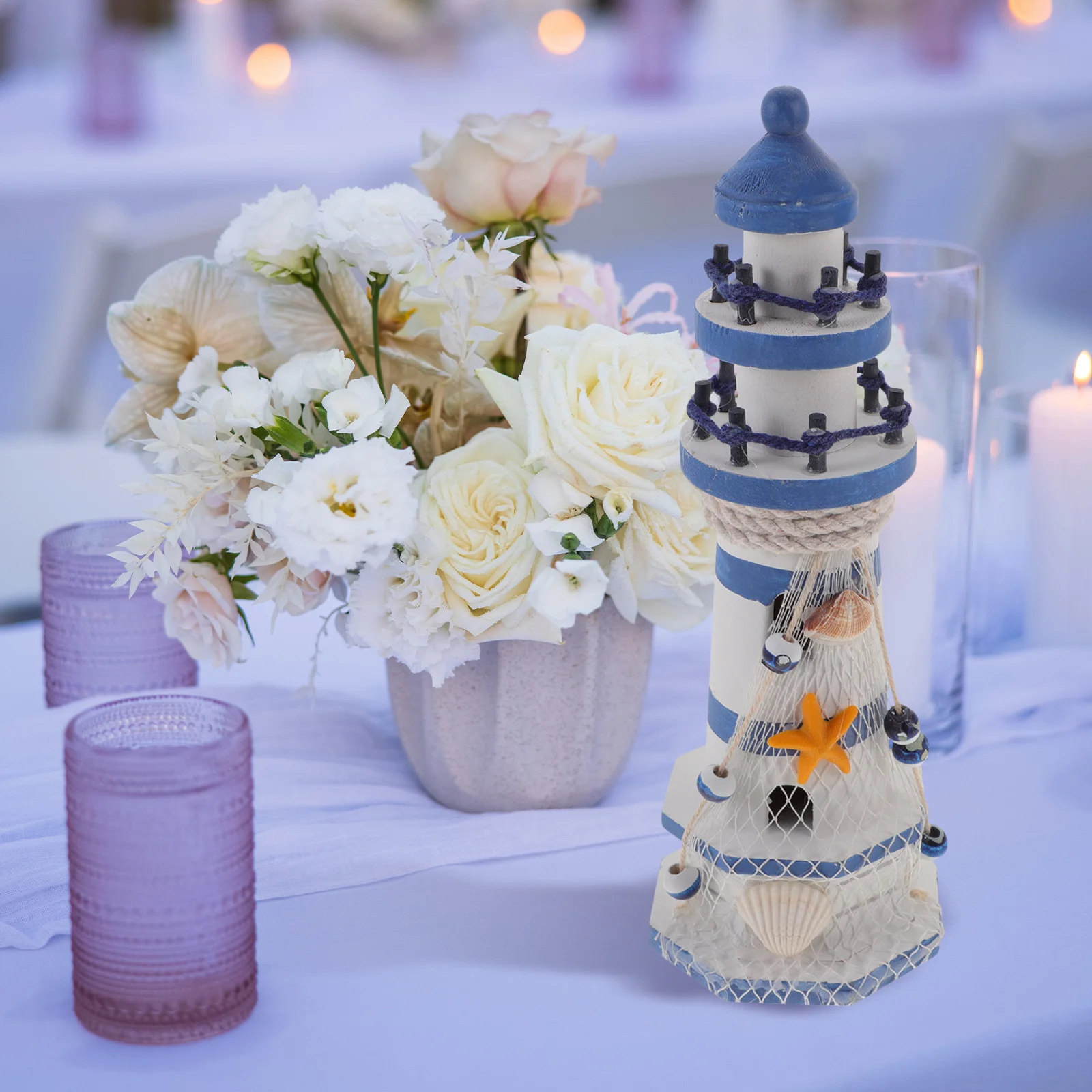 

Mediterranean Wooden Lighthouse Decor Craft for Home Office Bedroom Coffee Hall Bar Living Room Coastal Sea Theme Desktop