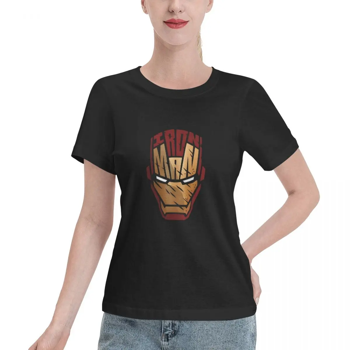 

Iron Man Women's T-shirt, Casual Short Sleeve Cotton Blend Crew Neck Tee, Women's Clothing for Outdoor