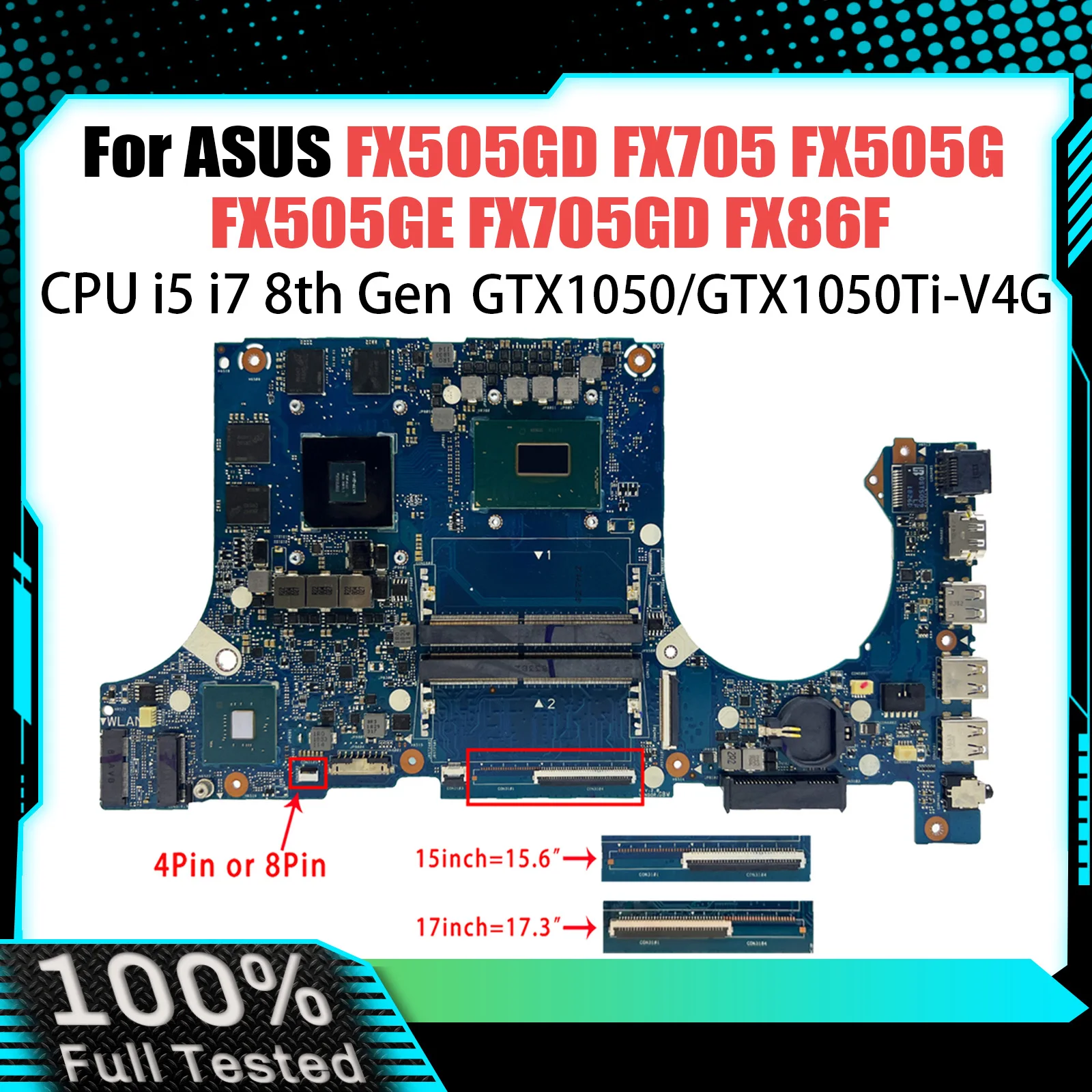 FX505GD Laptop Motherboard For ASUS FX705 FX505G FX505GE FX705GD FX86F Mainboard With i5-8300H i7-8750H CPU GTX1050/GTX1050Ti