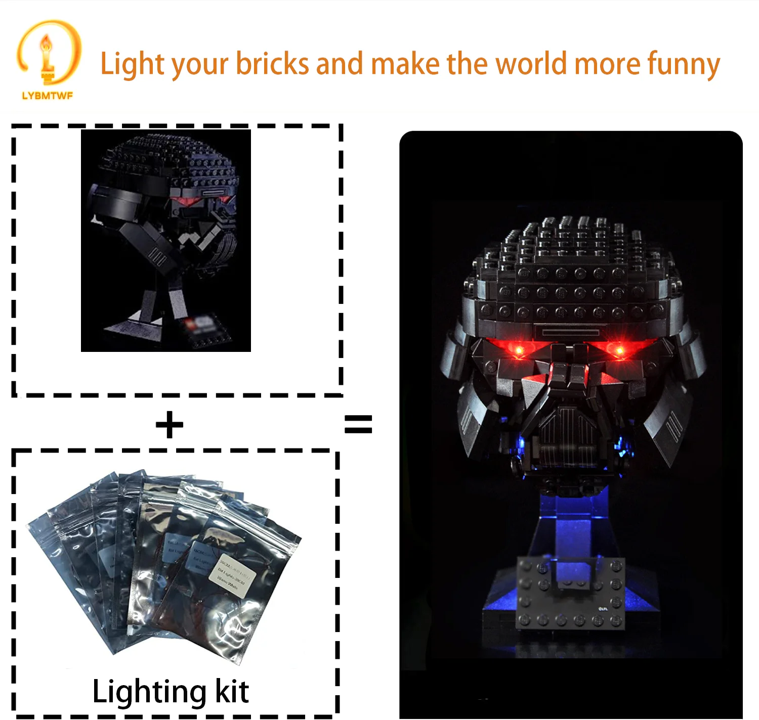 LYBMTWF LED Lighting Kit Compatible with Lego 75343 Dark Trooper Helmet (NOT Include The Model Bricks)