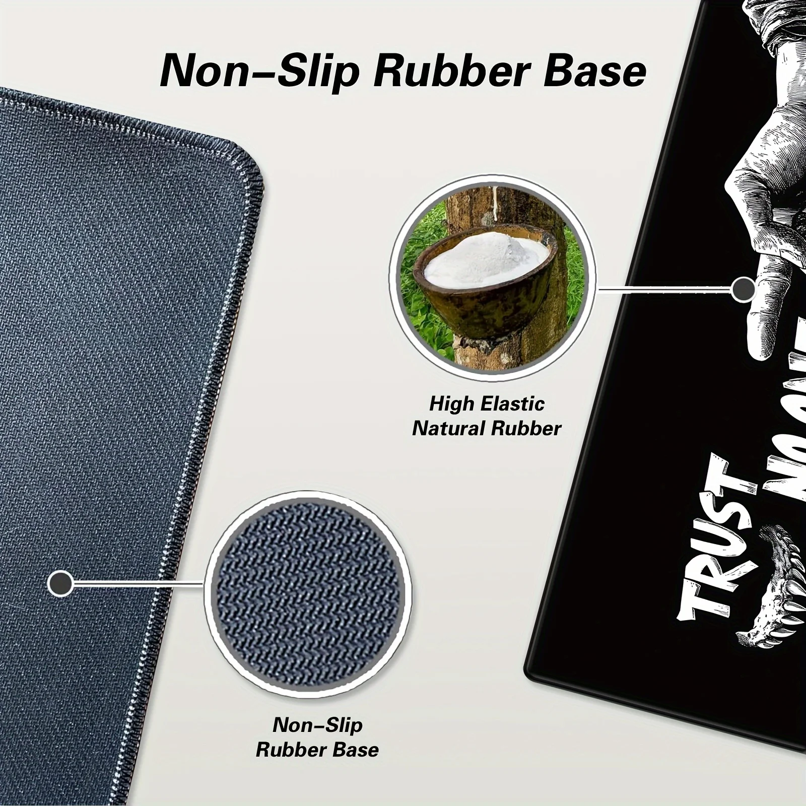 誰にも信頼しないでください デザイン大型マウスパッド 900x400x3MM 滑り止めキーボードパッド ブラック デスクマット ゲーマー向け オフィス用 PCゲームアクセサリー