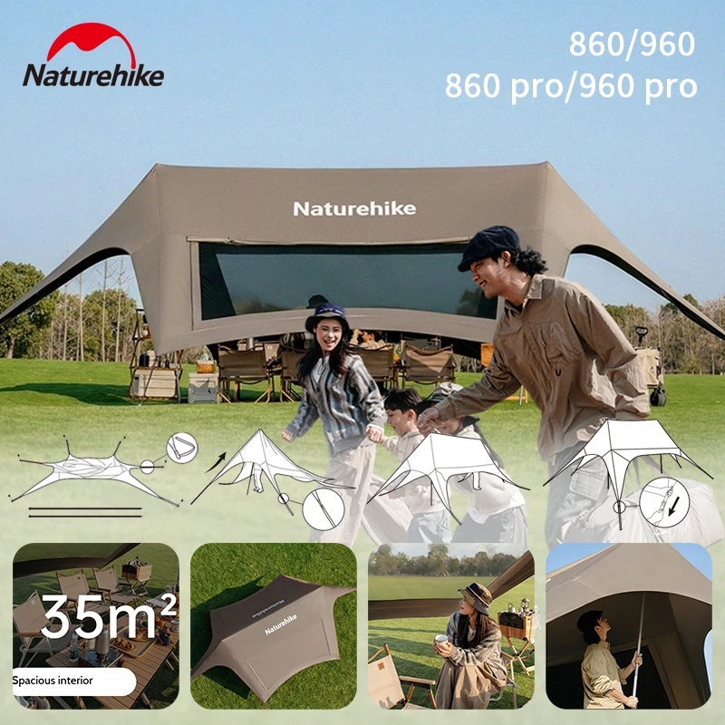 Naturehike UVシェルター Naturehike Titanium Black Canopy Sun Shelter 3-4 People