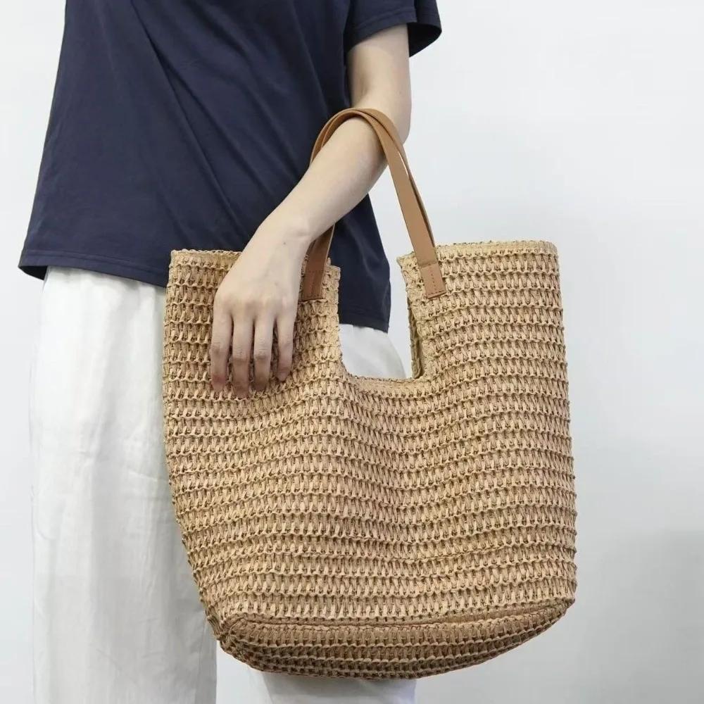 

Travel Vintage Style Straw Shoulder Bag Bohemian Handmade Woven Tote Bag Casual Eco-Friendly Shopping Bag Beach
