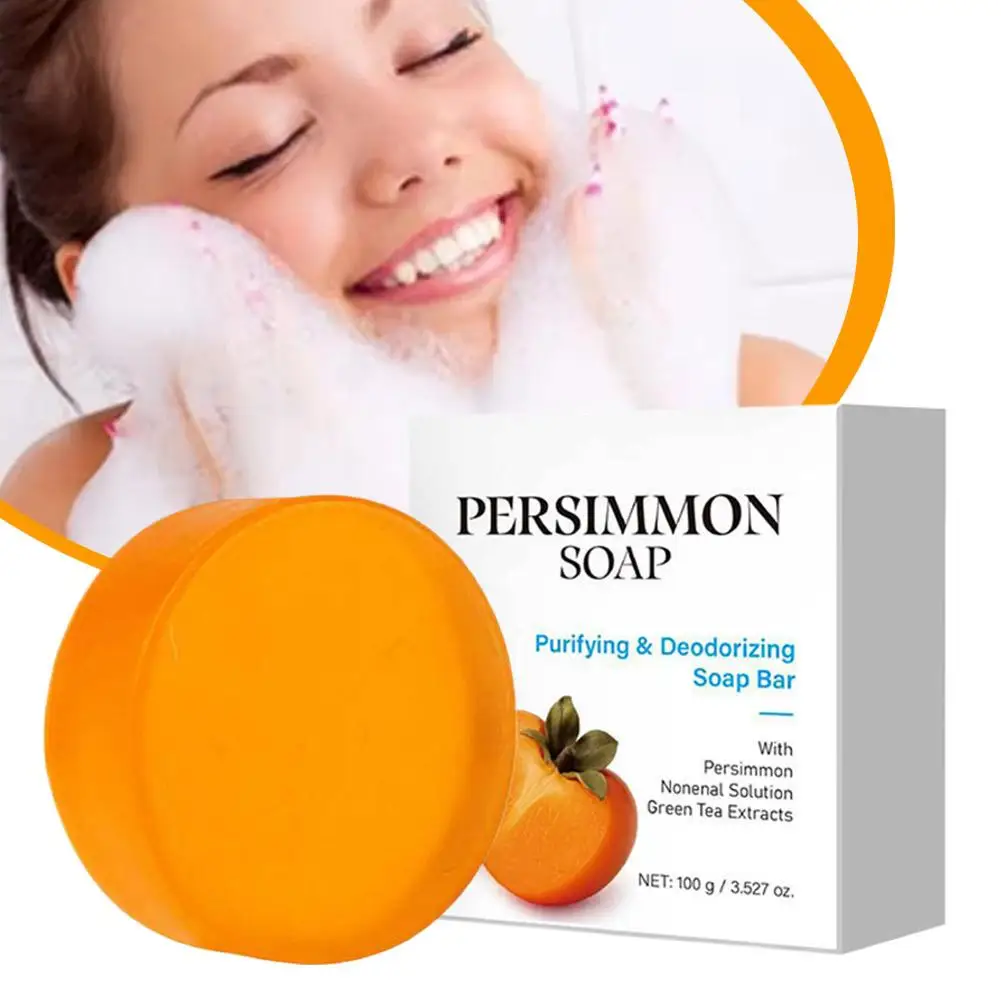 Persimmon Soap Bar,Body Purifying Deodorizing Natural Mild Soap Bar Gentle on All Skin Types ﻿