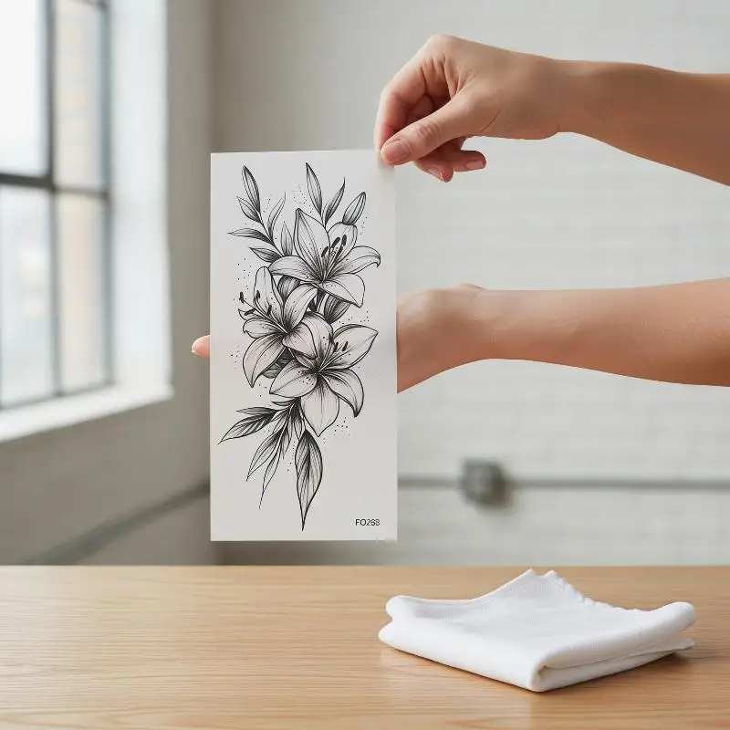 1 Sheet Flower Temporary Tattoo,Lasts To 15 Days Waterproof Semi Permanent Sticker,For Women's Holiday Parties