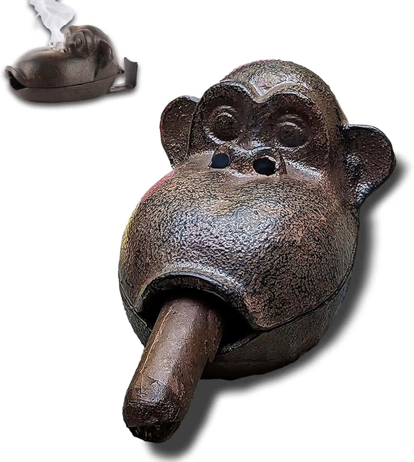 

Monkey Ashtray for Smokers, Cast Iron Cigar Accessory, Unique Home Decor Gift for Men