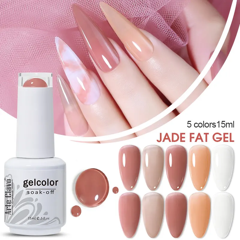 Arte Clavo Jelly Gel Polish Translucent Manicuring UV Gel Nail Polish Semi Permanent Crystal Gel Soak Off Top Coat DIY Nail Art