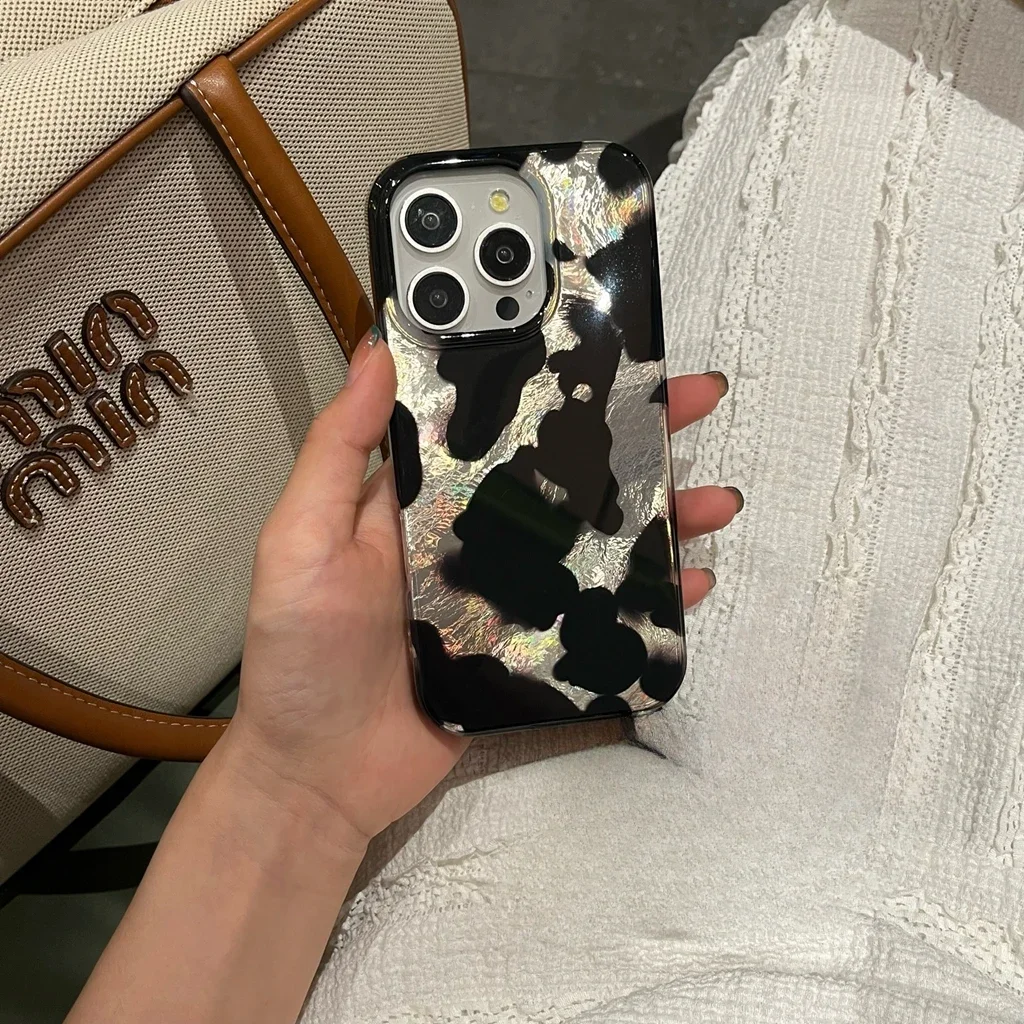 شاشة كاملة سوداء غير منتظمة هندسية اللون الاصطدام للصدمات واقية غطاء الهاتف آيفون 16 15 14 13 12 برو ماكس