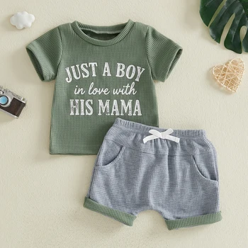 Letter Print Baby Boy Shorts Set 1