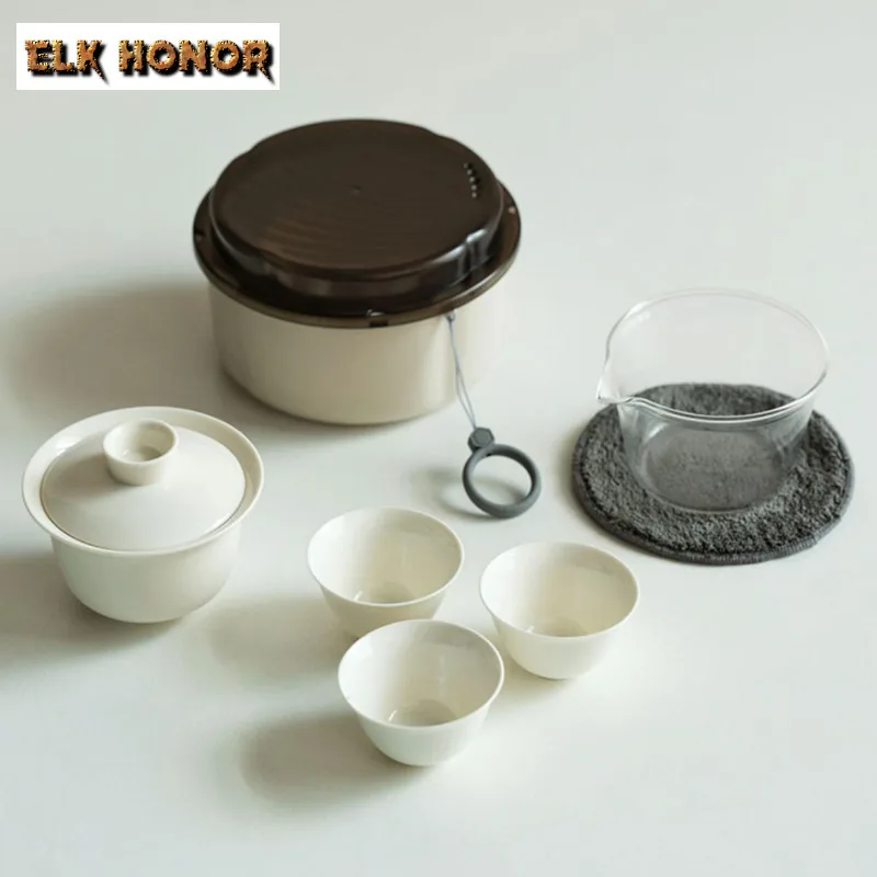 Return To Pastoral Travel Tea Set Kit Creative 1 Bowl 3 Cups Tea Maker Organizer Portable Outdoor Stock Bags Supplies Ornaments