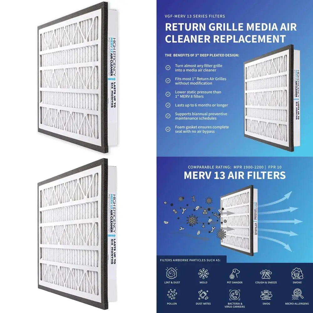 

20x20x3 MERV 13 Air Filter for Return Air Grilles, Replacement Media