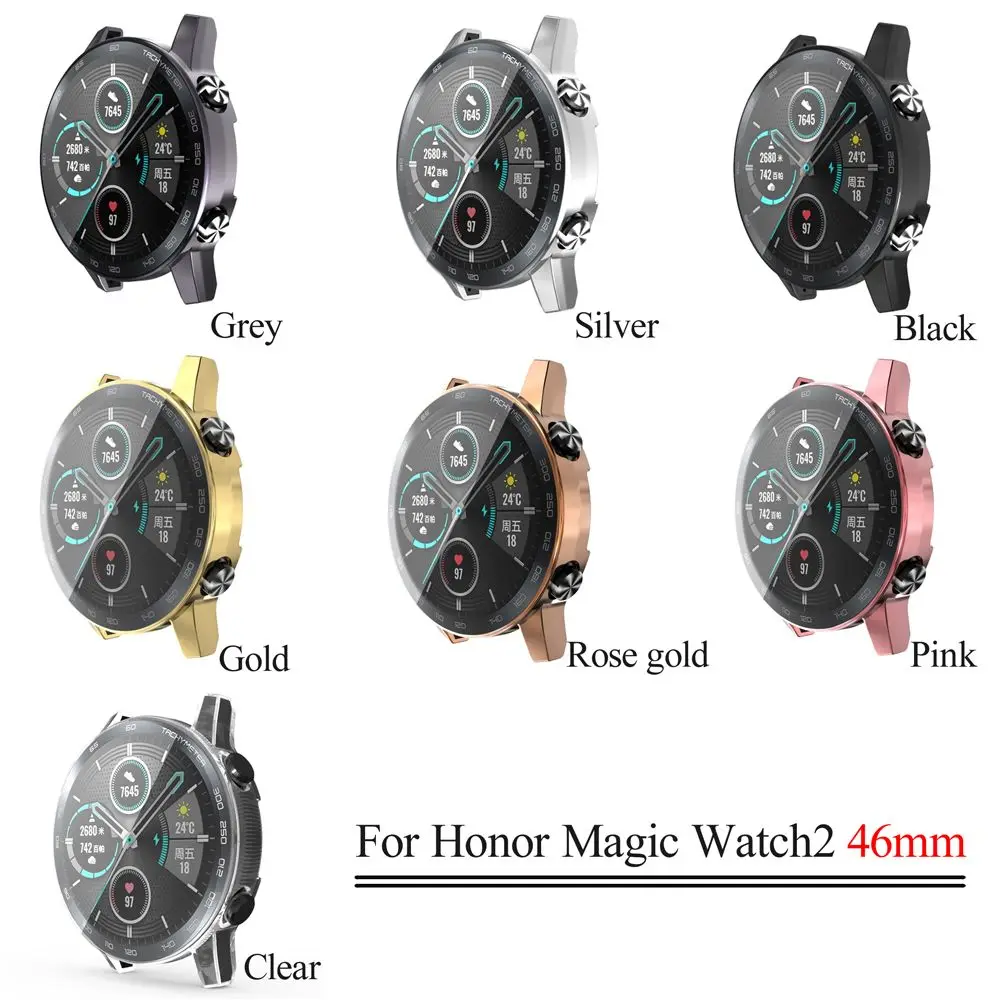 For Honor Magic Watch 2 46mm 360 Full Cover Plating Soft TPU Watch Screen Protector Case