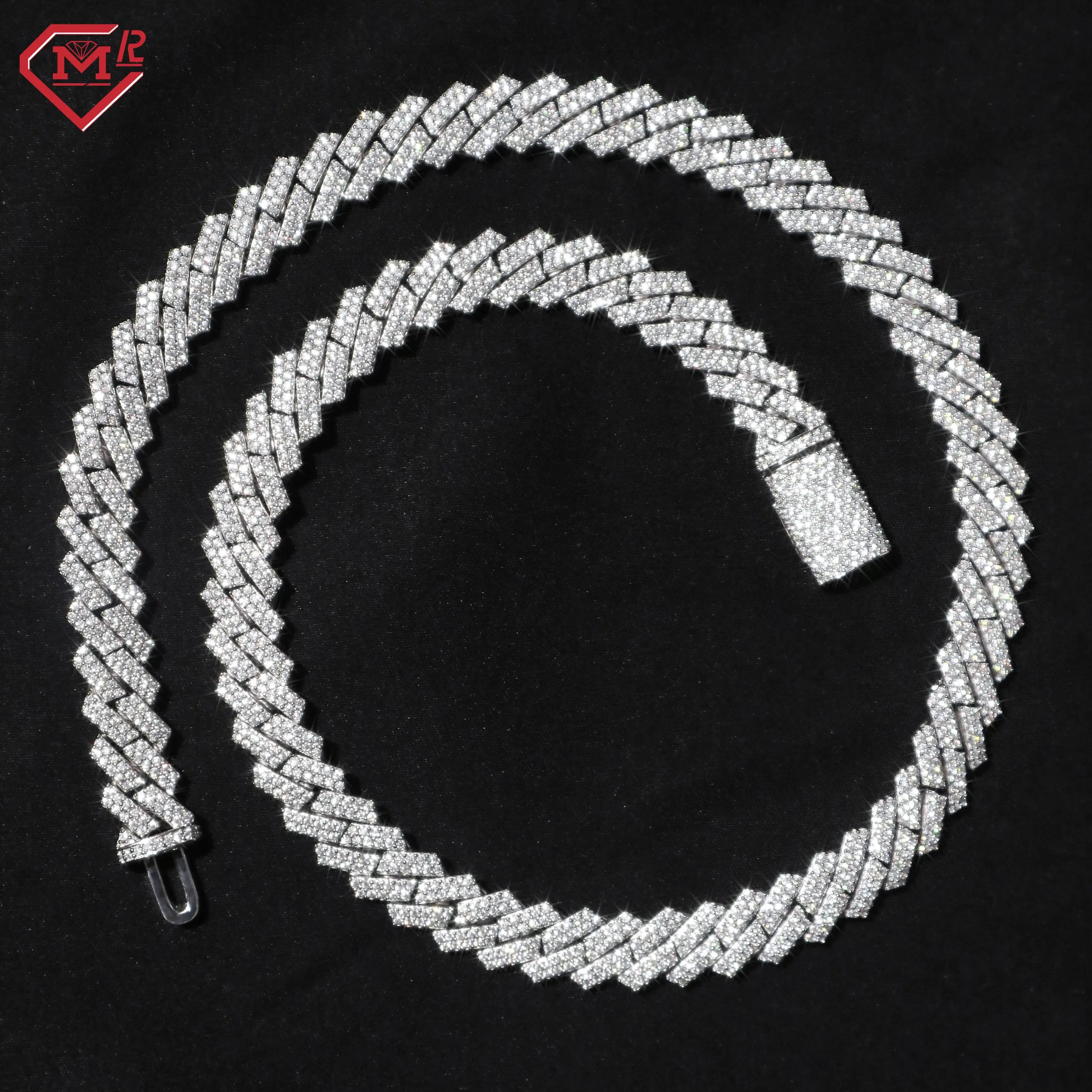 Fashion Hiphop Moissanite Cuban Chain 8mm 925 Sterling Silver Iced Out VVS Moissanite Cuban Link Chain..