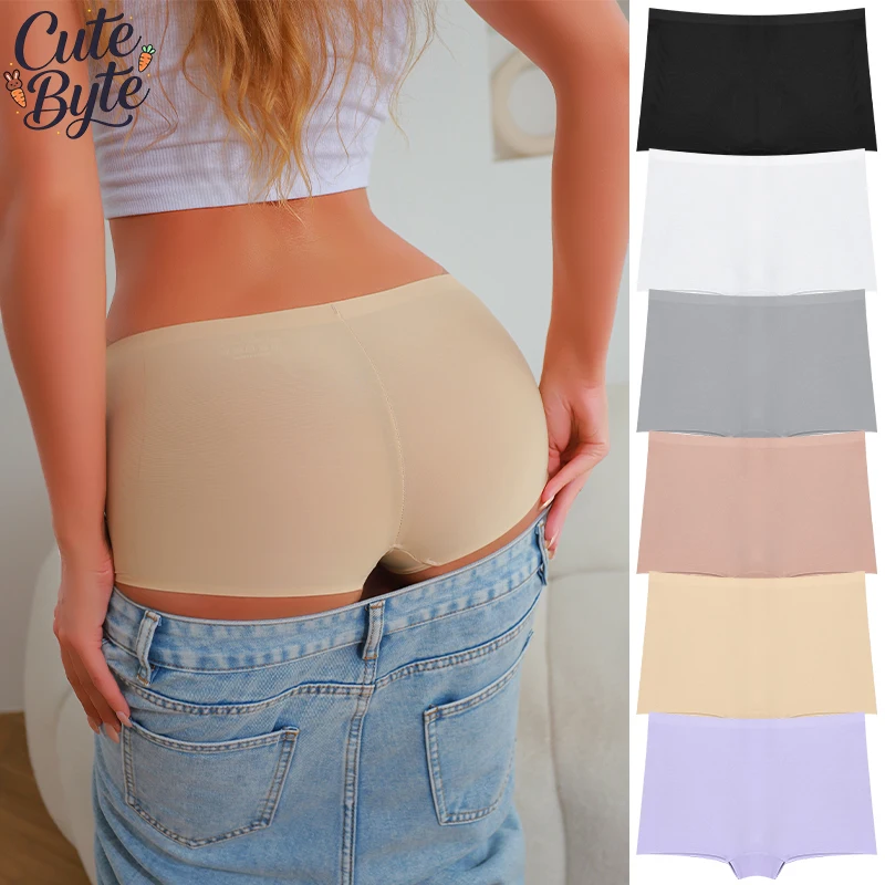 1Pc Women's Seamless Panties Sports Boxers Underwear Female Solid Color Comfortable Briefs Cozy Lingerie Intimate Underpant S-XL