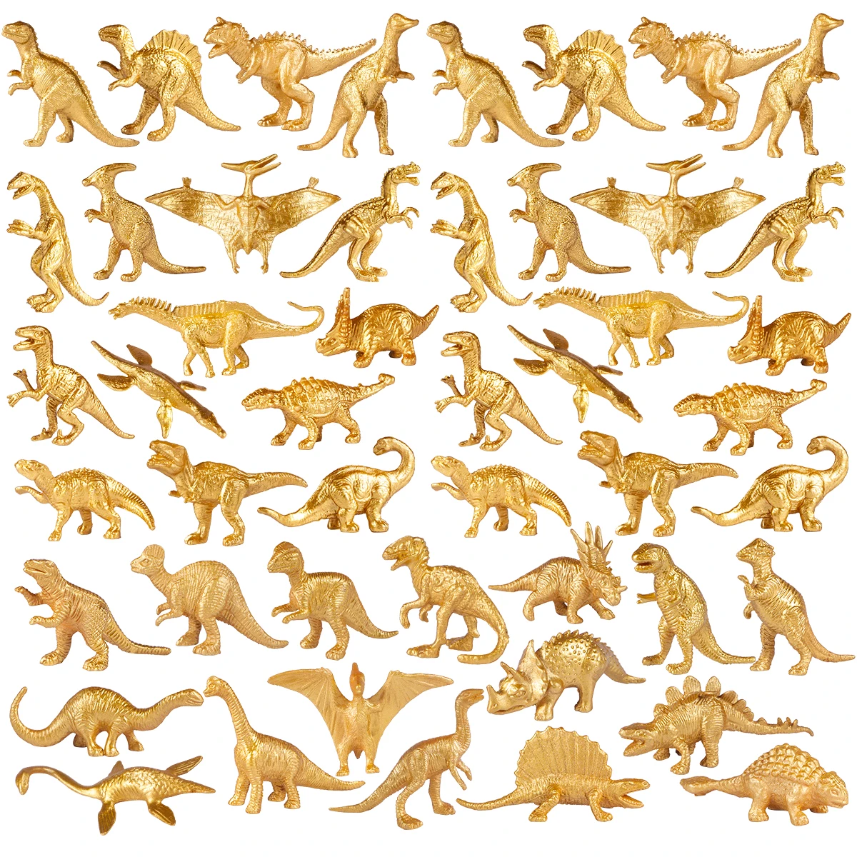 48PCS Mini Metallic Goldene Dinosaurier Figur Spielzeug, Goldene Dinosaurier Figuren Für Jungen Mädchen, Baby Dusche, Kinder Dino Thema Birthda