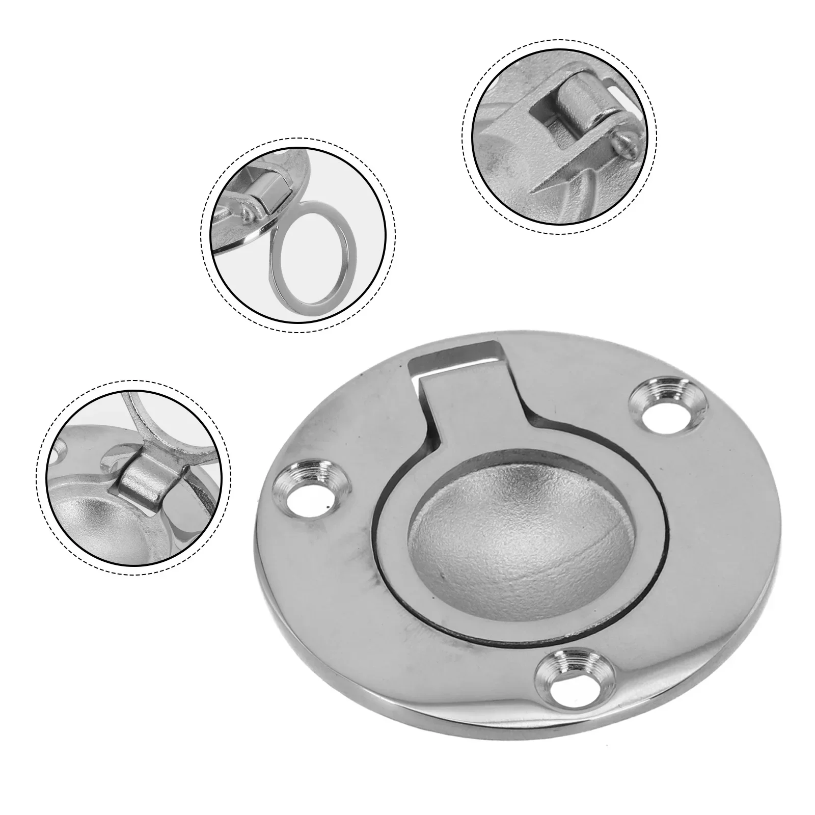 

50mm Round Flush Pull Handle for Ring Suitable for Various Applications including Cupboards and Floors Stainless Steel