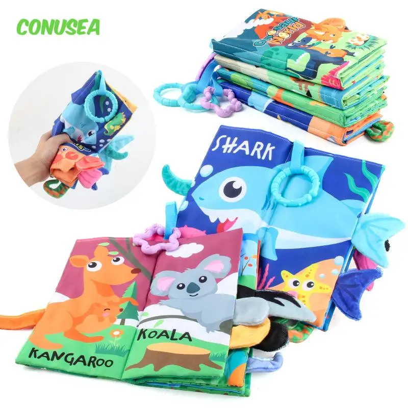 4Pcs/set Baby Cloth Book Soft Books 3D Feel High Contrast Montessori Sensory Early Learning Stroller Toys for Infant Gifts
