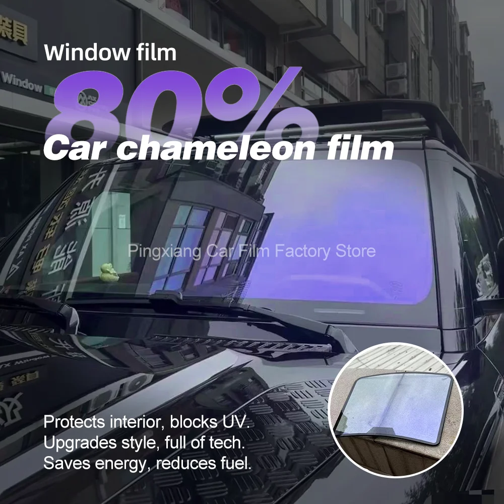 Width 100cm VLT80% Car Chameleon Front Windscreen Tint Film Purple Color Chanage Tint Glass Sticker Protective Foils