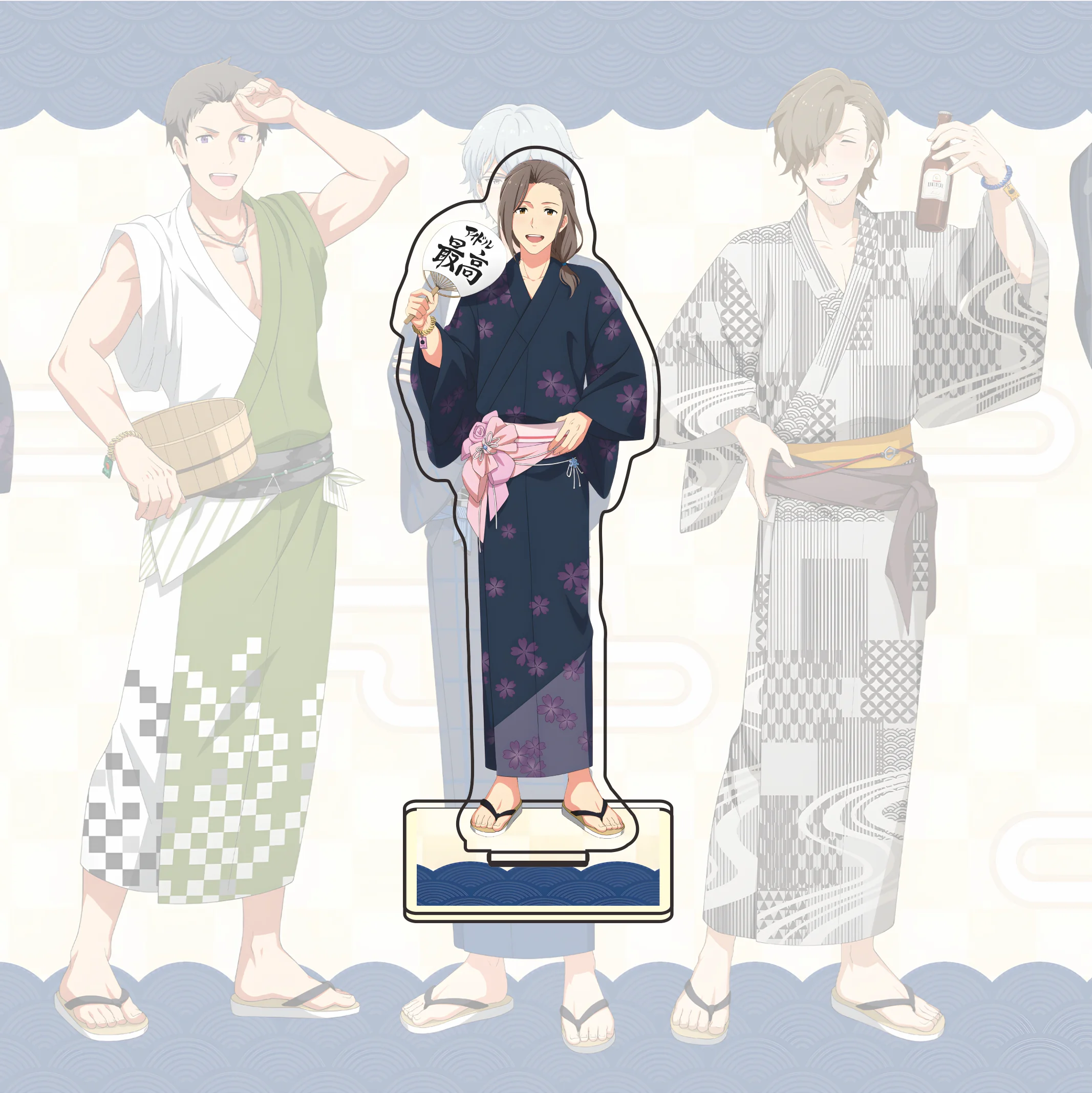 THE IDOLM@STER SideM Yukata Anime Acrylic Standee Keychain, Exquisite Sandwich Double Sided Printing Acrylic Stand Character