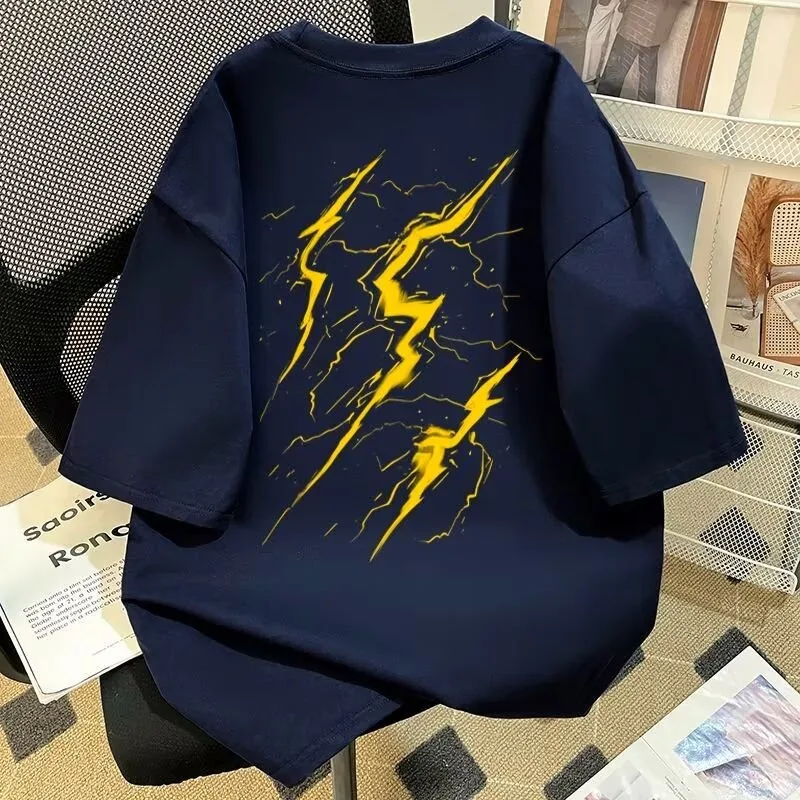 

2025 new summer T-shirt men's trendy hip-hop style crew neck bottoming shirt top versatile high-quality cotton material