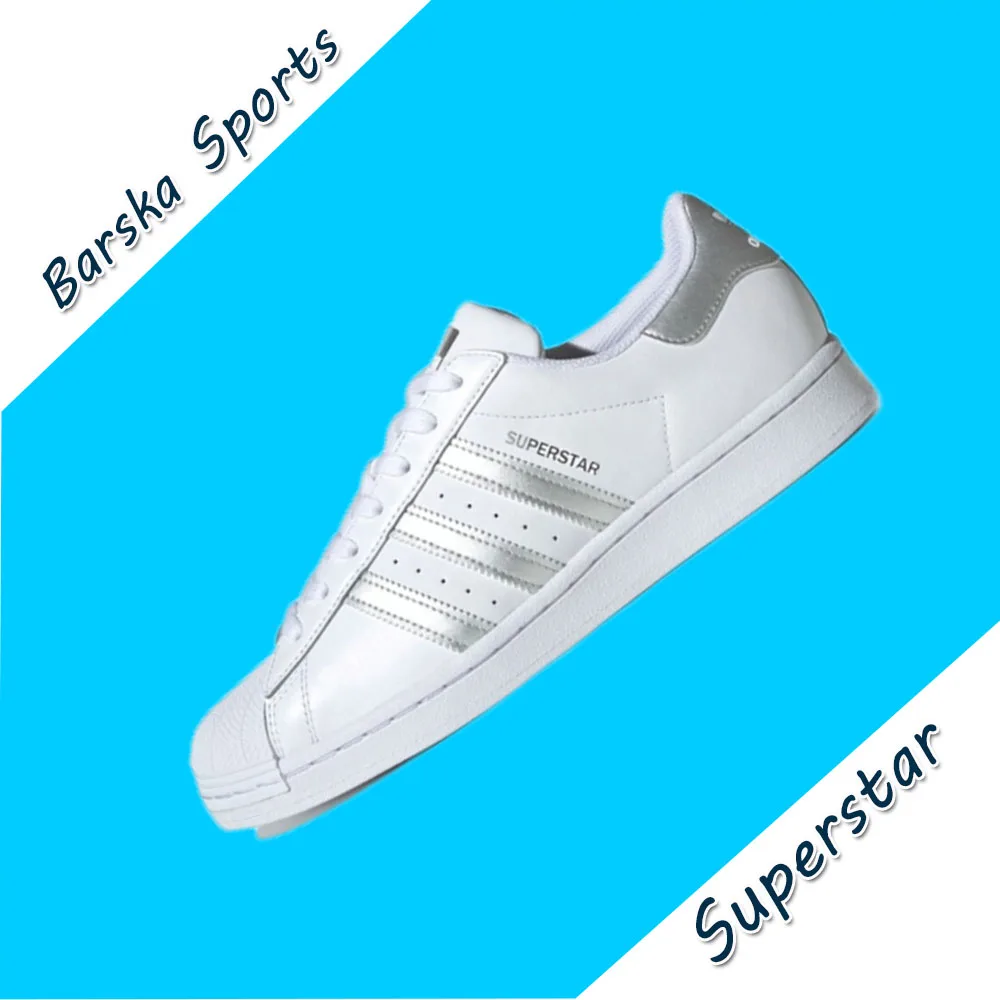 Adidas SUPERSTAR Low Men's and Women's Sneakers Classic Casual Board Shoes Lightweight Breathable Sneakers Premium Silver White