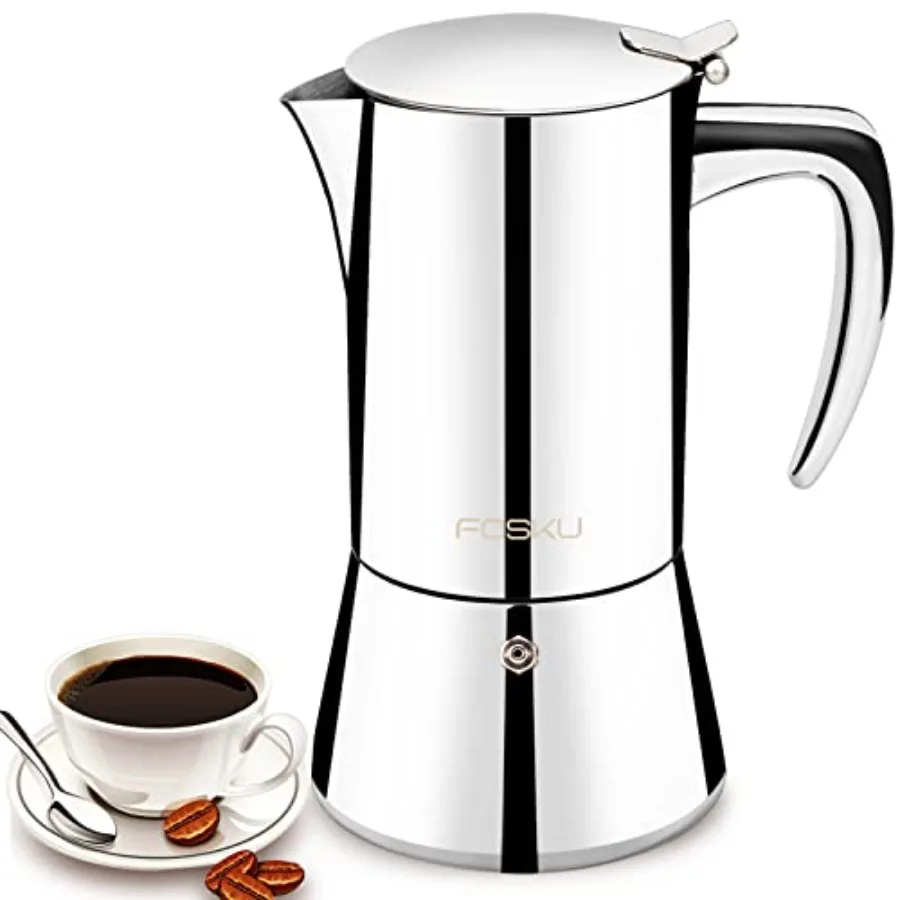 

Кофеварка для эспрессо из нержавеющей стали, итальянская кофеварка Moka Pot, кофеварка для эспрессо на 6 чашек, 300 мл, серебристая