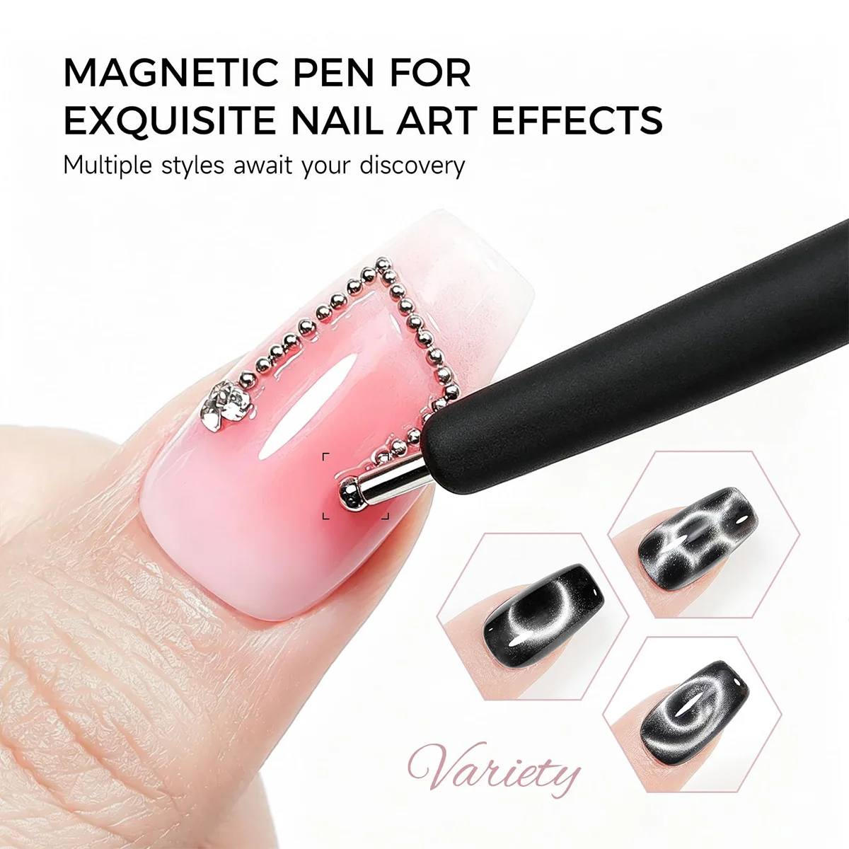 7-teiliges Katzenaugen-Nagelmagnet-Werkzeugset, magnetische Gel-Nagellack-Kunstwerkzeuge für French Tip, Herz-, Blumen- und Linien-Effekte – Detail 8
