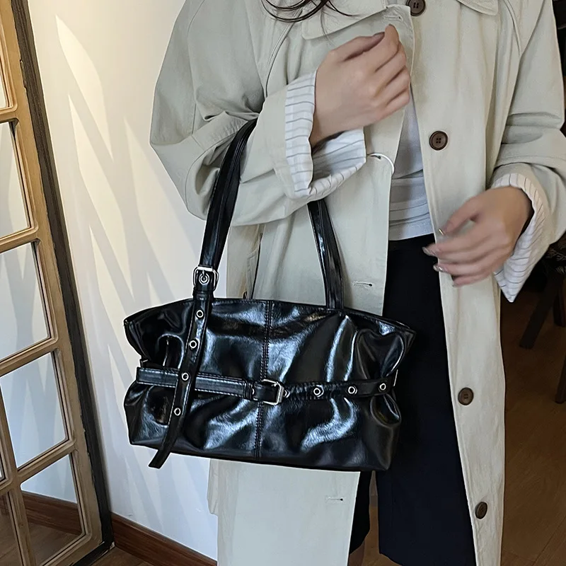 

2025 Women's Waxed Leather Tote Bag, Fashion Underarm Shoulder Bag