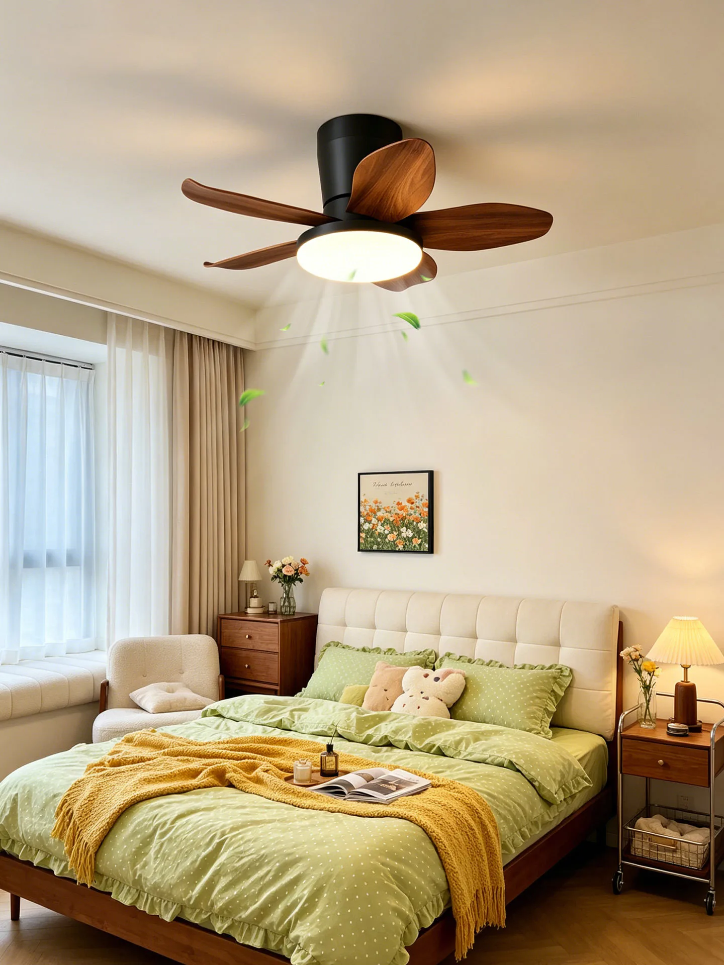 Vintage Silent Ceiling Fan Lamp, High-Speed Airflow Fandelier with Eye-Protect Lighting, 3-in-1 Ceiling Light Fan for Bedroom &