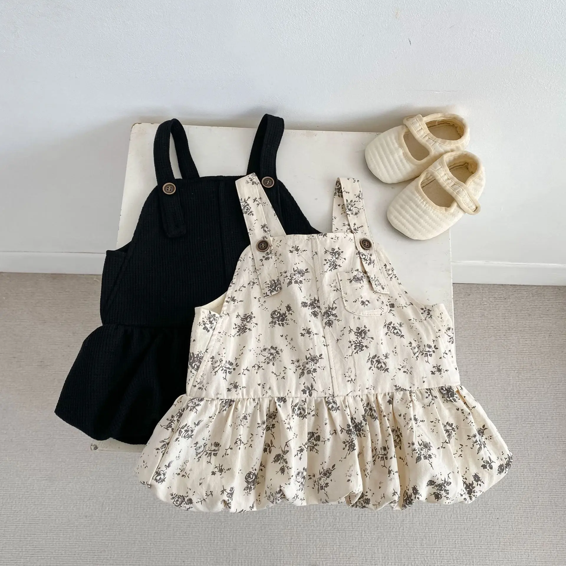 2026 Spring New Baby Girl Sleeveless Sling Dress Girls Sweet Floral Princess Dress Infant Cotton Strap Dress Toddler Clothes