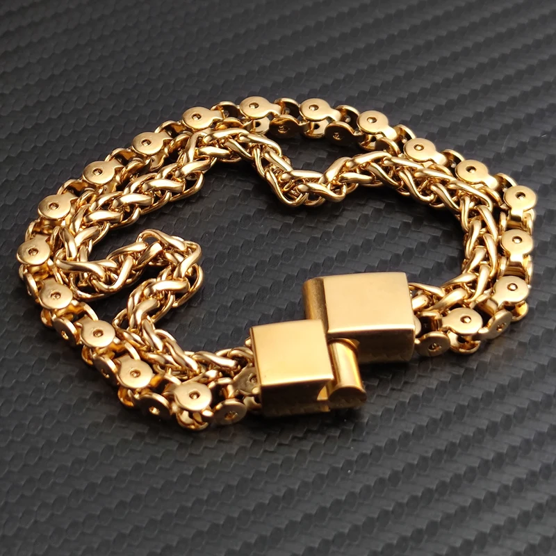 2022 Charm Men Golden Chain Bracelet Stainless Steel NK Link Chain Bangle for Male Women Trendy Wrist on The Hand Jewelry Gifts