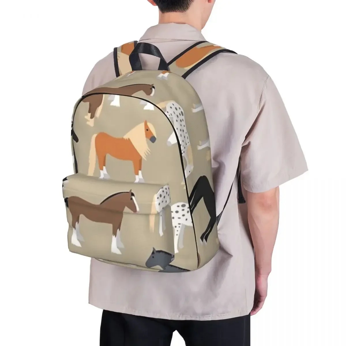 Sacs à dos à motifs de étudiés de chevaux, sac de livre étudiant, sac à dos pour ordinateur portable, sac à dos de voyage étanche, sac d'école pour enfants, initié