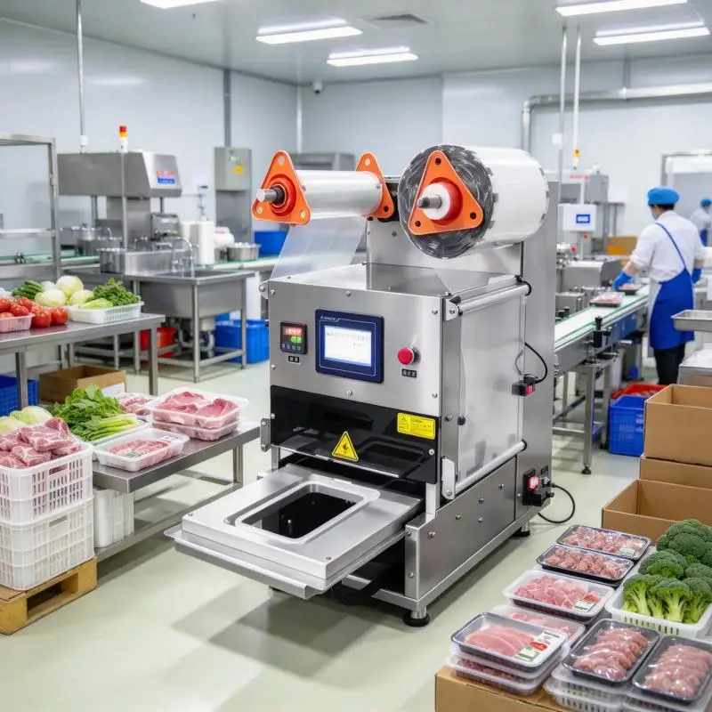 Gas Flush Modified Atmosphere Vacuum Packaging Sealer Machine Map Tray Sealing Machine