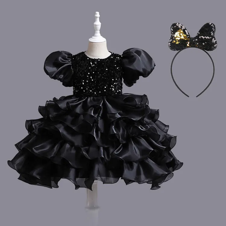 137  Flower Girl Dresses for Weddings Four Seasons Girls Party Dresses Short Sleeve Polyester Children Clothing Girl Dress 2-10Y