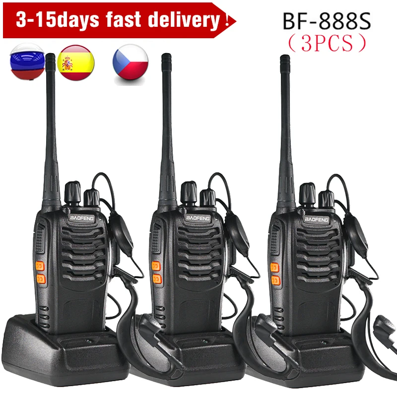 ¡Arriba! 3 uds BF 888S Radio bidireccional BF-888S 6km Walkie Talkie 5W portátil CB Ham Radio portátil HF transceptor interfono bf888S