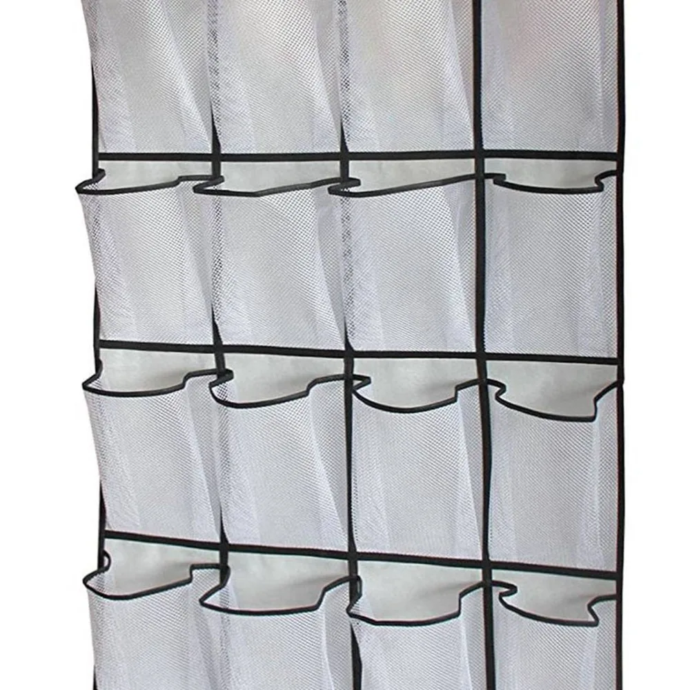 

24 Mesh Pockets Over The Door Shoe Organizer Durable Woven Fabric Door Hanger Multi-Purpose Space Saving Hanging Storage Bag