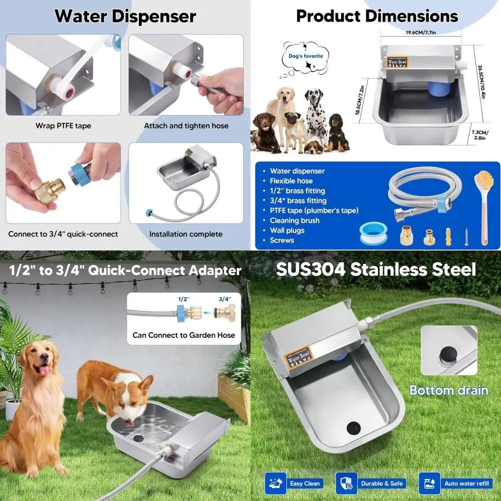 

Автоматический диспенсер для воды для собак, диспенсер для воды для собак объемом 3 л, кормушка для воды в помещении и на открытом воздухе из нержавеющей стали, подходит для собак Li