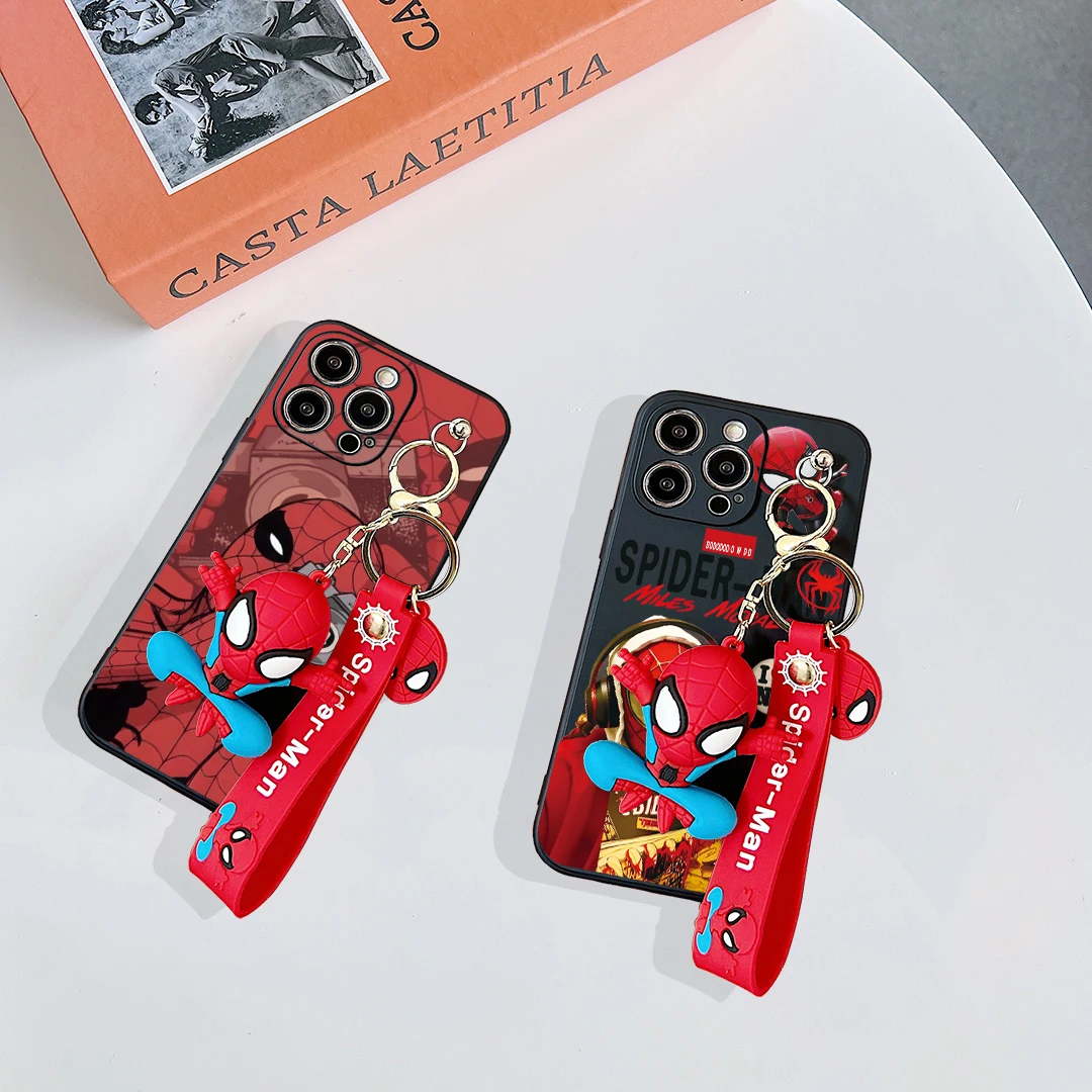 For OPPO A15 A94 A54 A55 A53 A74 A96 A57 A17 A58 A78 60 Realme C55 53 35 30 21Y 11 33 63 61 Cool SpiderMan Case With Keychain