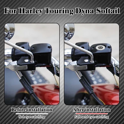 Imagen 2 del producto Cubierta de cilindro maestro de freno delantero cromado negro para motocicleta Harley Dyna Street Bob Softail Fat boy Breakout Touring Road King